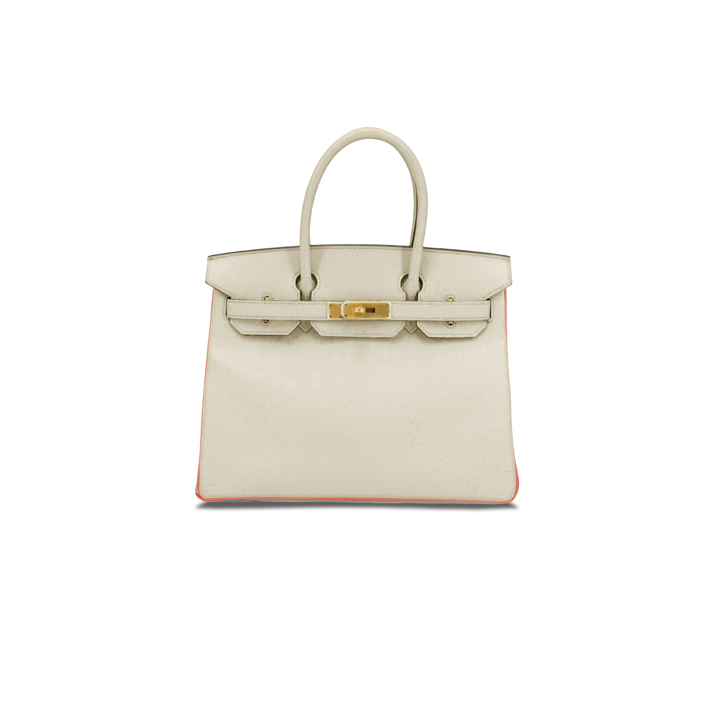 HERMES BIRKIN 25 TOGO LEATHER MILKSHAKE WHITE WITH ROSE PURPLE GOLD BUCKLE LUXURY BAG AMH3187 (25*20*13cm)